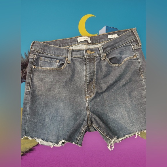 Banana Republic Jeans Shorts Cut-Offs Dark Wash Stretch Denim Size 32 - Picture 5 of 5